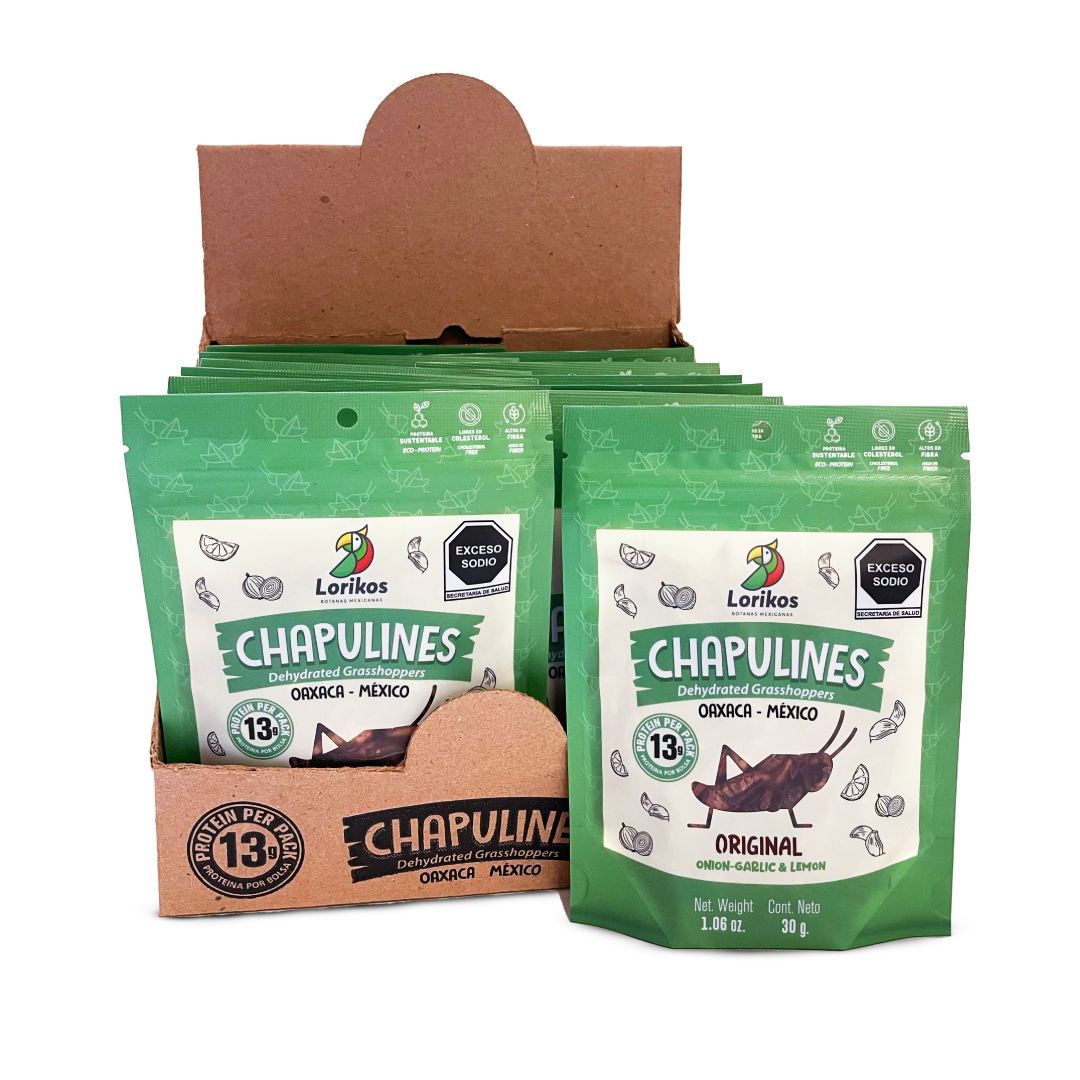 Chapulines Sazonados 12 Pack 30g, Lorikos®