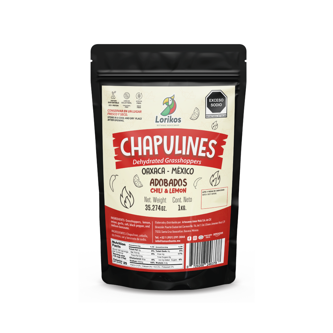 Chapulines Adobados 1KG. Lorikos®