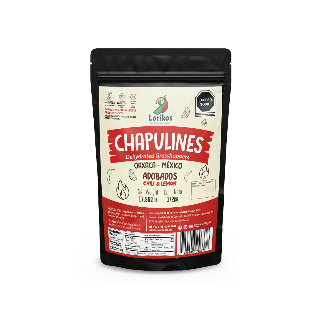 Chapulines Adobados 500g, Lorikos®